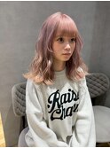 バレイヤージュ/ミルキーピンク×ピンクベージュ/ゆるふわロング
