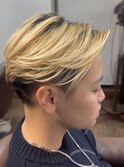 大人ガーリーダークアッシュミディアムレイヤーカットブリーチ