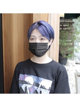 デコヘアーフラッペ(DECO HAIR frappe) ダブルカラー ネイビー / ブルー ショートカット 夏ヘア