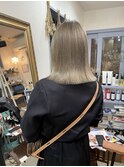 ワンレングス、アッシュ系カラー