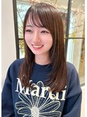 ★小顔大人可愛モテ髪薄めバンググレージュカラーロングレイヤー