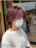 ピンクブラウン×レイヤーボブ