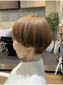 マッシュショートオレンジブラウンオレンジベージュ大人ショート