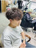 カルマパーマ/ベリーショート/ダークアッシュ/ニュアンスパーマ