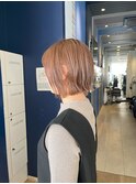 ブリーチなし!切りっぱなしボブのベージュカラー