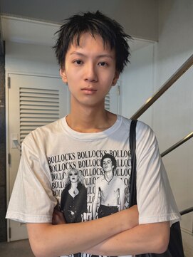 メンズレコ 渋谷(MEN'S LECO) サーフカールスパイキーショートブルーブラックフェザーパーマ