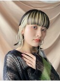 インナーカラーボブフェイスフレーミングミルクティーベージュ