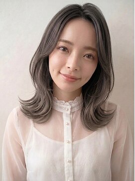 メラク バイ コア(Merak by CoRe.gn) 韓国風グレージュブリーチなし顔周りレイヤーくびれヘア夏カラー