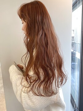 ヌイ 横浜(nui) オレンジココアブラウンフリンジウェーブシアカラークリアカラー