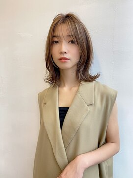 アリスバイアフロート 自由が丘(ALICe by AFLOAT) 「アフロート鎌倉」切りっぱなし外ハネレイヤーオリーブベージュ