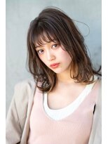 ケアリー 流山おおたかの森(Carelly)&nbsp;大人かわいい前髪セシルカットココアブラウンフリンジウェーブ