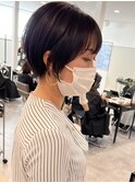 ショート丸みくびれ前髪あり大人暗髪20代30代40代