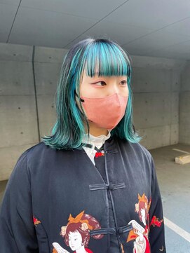 レコ(LECO) ターコイズブルーとブラックのアンブレラカラー