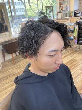 トータルビューティーサロン プリエ(prier) アフロ安藤　メンズパーマ　アッシュブラック/ツイストパーマ