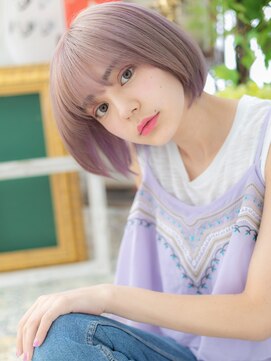 カバーヘア ブリス 大宮西口(COVER HAIR bliss) 大人ガーリーハイトーンカラー耳かけ小顔ボブh3大宮10代20代30代