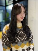 アッシュグレージュ　レイヤーカット　顔周りカット　韓国ヘア