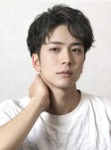 爽やかモテ髪◎センターパートナチュラルパーマ黒髪マッシュ