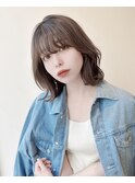 オリーブグレー/前髪/ボブ/マロンベージュ/レイヤーカット/小顔