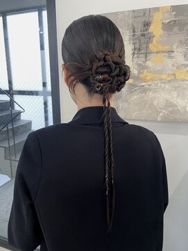 ウル 岡山駅店(ULu.) 結婚式ヘア二次会ヘア編みおろしカチモリシニヨン岡山ヘアセット