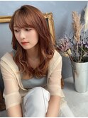 梅田/髪質改善/アプリコットオレンジ☆ゆる巻きレイヤーロング
