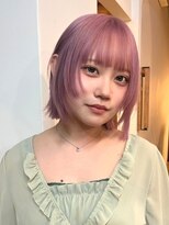 ロティー 天神(loty)&nbsp;ボブ 顔周りレイヤー ハイトーン ピンクベージュ ブリーチ 20代