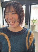 レイヤーボブ×ピンクブラウン