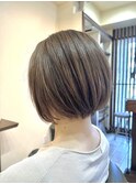 大人美人ショートボブ×艶ベージュ