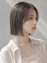ヴェイン 渋谷(vain)&nbsp;切りっぱなしボブ センターパート 髪質改善 オリーブベージュ