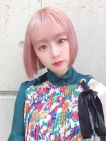 サンカク(SANKA KU)&nbsp;ぱっつん前髪/切りっぱなしボブ/ホワイトピンク