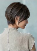 グレージュカラーショートフルバンク似合わせカットイメチェン