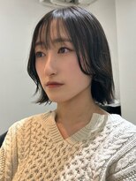 ＊くびレイヤーエモージュ前髪パーマグレーベージュレイヤーボブ