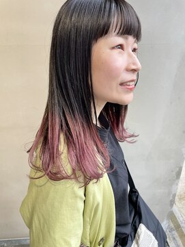 ヘアー アイス 御器所本店(HAIR ICI) 春カラー桜色ピンクラベンダーポイントブリーチグラデーション