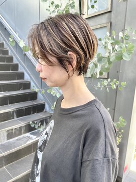 ヌード(NUDE) NUDEハイライト20代30代40代前髪なしショート 大人ショートボブ