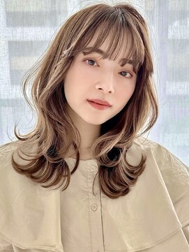 バイオレットジェム(Violet`jem) ぱっつん前髪レイヤーカットミルクティーベージュ小顔ヘアRI-19