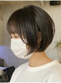 ナチュラルボブミニボブ黒髪ショートダブルカラーハイライト