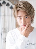 ワイルドアップバングのハイトーンカラーウルフヘアn札幌月寒