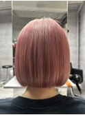 ミニボブ+ハイトーンピンクカラー♪朝長