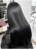 艶髪ブリーチ無しブルーブラック岡山髪質改善