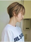 大人美人ブリーチなしダブルカラーマッシュショート冬カラー