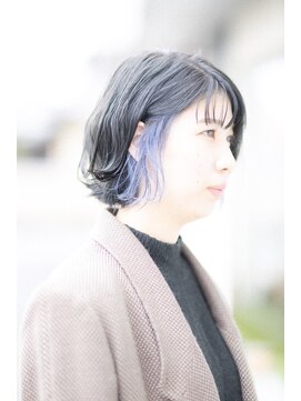 タンタントザクワフュール(Ten Tante the coiffure) ボブ×パープルイヤリングカラー
