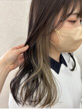 アグランテトラ 野田阪神店(a Gland tetra) ロングヘア ブラウン+インナーカラーハイトーンベージュ