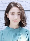 ミディアムパーマ/面長/前髪あり/絶壁解消/30代/40代/50代