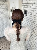 編みおろし ベロアリボン 参列ヘア イベントヘア 推し活ヘア