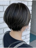 30代40代大人かっこいいコントラストハイライト×ショート