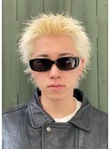 メンズブリーチスパイキーショートハイトーンホワイトカラー