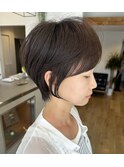 大人可愛い20代30代40代前下がりショートボブ丸みショート◎