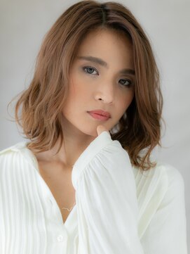 モッズヘア 越谷(mod's hair) ミルクティーブラウンワンレンプードルボブパーマX越谷20代30代