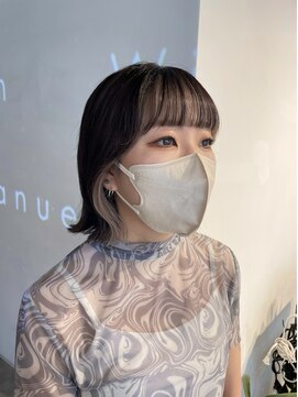 ノーム(norm) インナーカラー/デザインカラー/ホワイトグレージュ/外ハネボブ