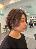 大人ラフウェーブ20代30代40代ボブブラウンスウィングショート