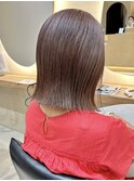 ワンブリーチカラータッセルボブ切りっぱなしボブ長めボブ横浜